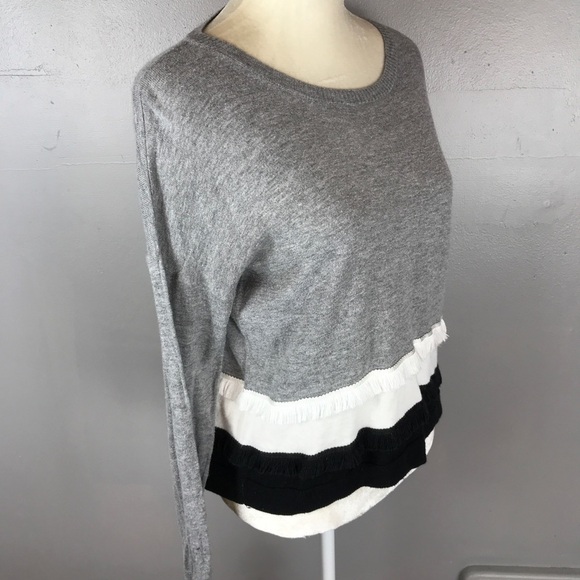 Kensie long sleeve striped top fringe M - Picture 4 of 8